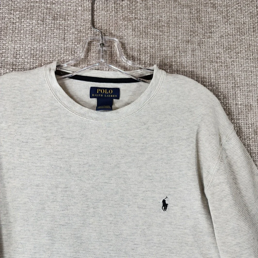 Polo Ralph Lauren Waffle‎ Knit Thermal Shirt Mens *M-L Light Gray Long Sleeve
